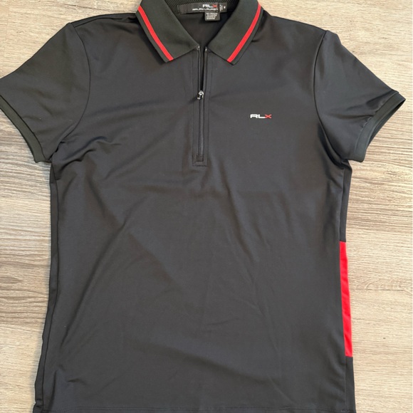 Ralph Lauren Tops - Ralph Lauren Black Polo with Red Stripes